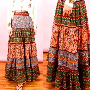 Bohemian Paisley Maxi Skirt - Multicolor